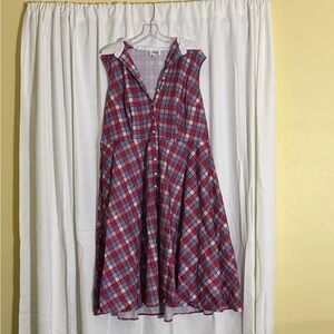 Unique Vintage Plaid Button-Up Dress